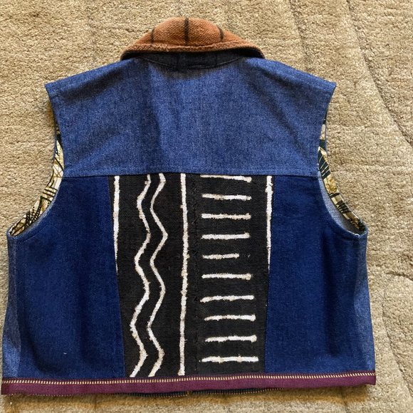 NWOT - Denim And Mudcloth Unisex Vest - Picture 4 of 4